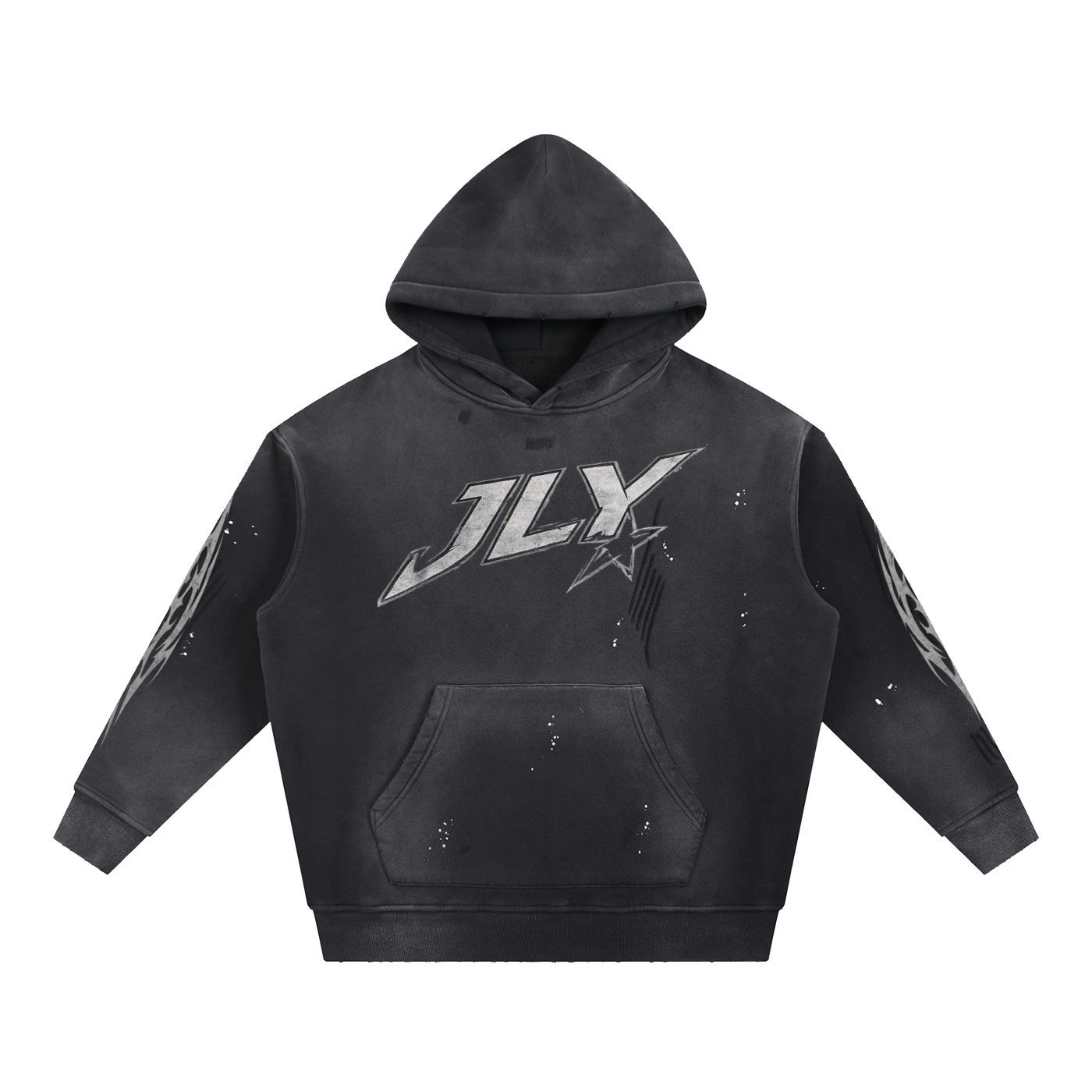 Vintage Washed Frayed Fleece Hoodie